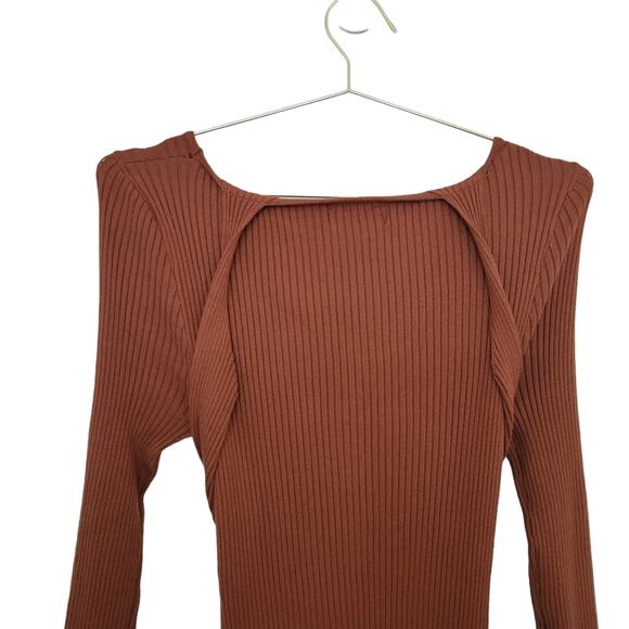 Cider Dress Size Large L Ribbed Maxi Long sleeve Tie Front Minimalist Office - Picture 7 of 10